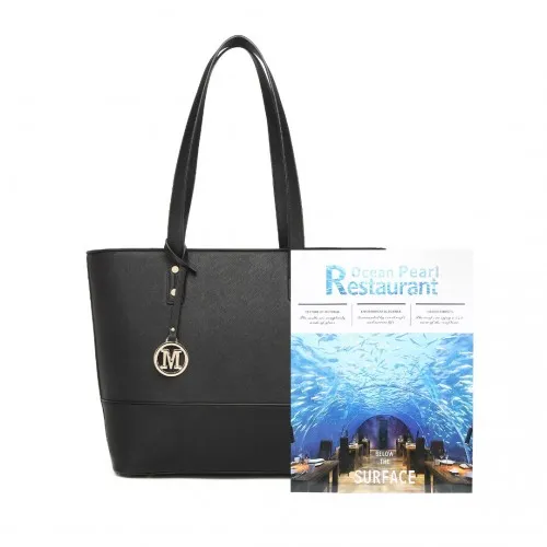 LG2023 - Miss Lulu 3 Piece Leather Look Tote Bag Set - Black sold by Beagle Boutique product image thumbnail 5