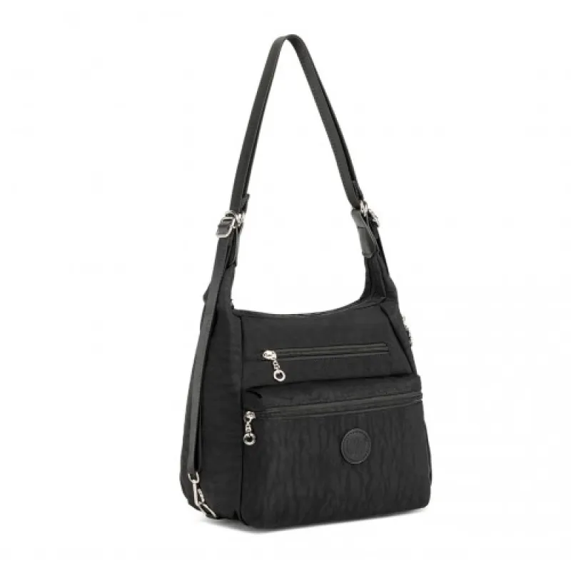 EH2063 - Kono Three Way Multipurpose Casual Shoulder Bag With Double Zippers - Black sold by Beagle Boutique