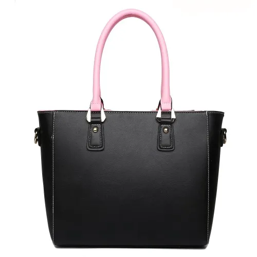 LG1641 - Miss Lulu Leather Look V-Shape Shoulder Handbag - Pink sold by Beagle Boutique product image thumbnail 5