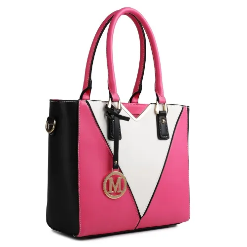 LG1641 - Miss Lulu Leather Look V-Shape Shoulder Handbag - Plum sold by Beagle Boutique product image thumbnail 3