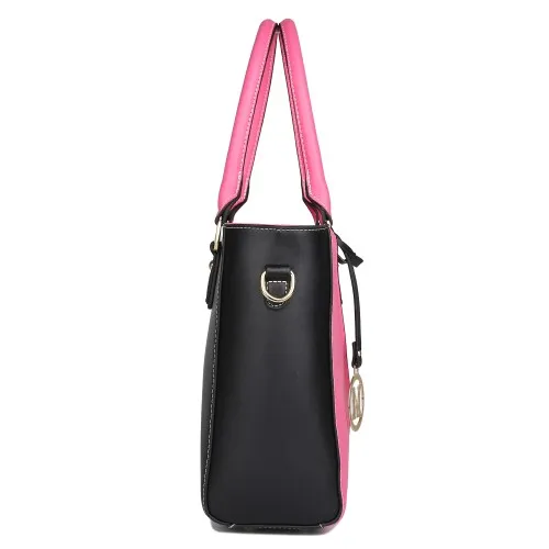 LG1641 - Miss Lulu Leather Look V-Shape Shoulder Handbag - Plum sold by Beagle Boutique product image thumbnail 4