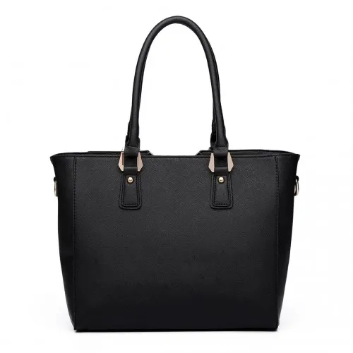 LG6632 - Miss Lulu Leather Look V-Shape Multicolour Tote Bag - Brown sold by Beagle Boutique product image thumbnail 3