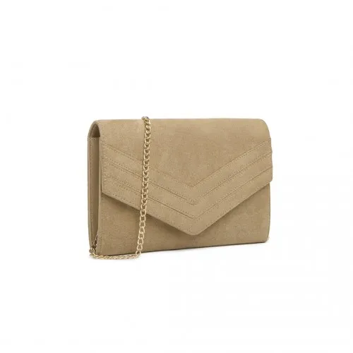 LP1963 - MISS LULU CHEVRON ENVELOPE CLUTCH BAG - LIGHT BROWN sold by Beagle Boutique