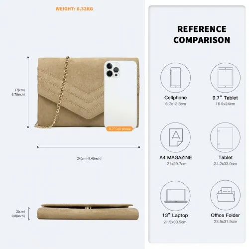 LP1963 - MISS LULU CHEVRON ENVELOPE CLUTCH BAG - LIGHT BROWN sold by Beagle Boutique product image thumbnail 4