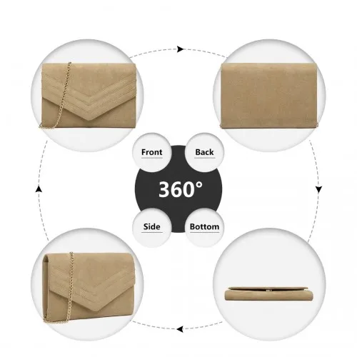 LP1963 - MISS LULU CHEVRON ENVELOPE CLUTCH BAG - LIGHT BROWN sold by Beagle Boutique product image thumbnail 3