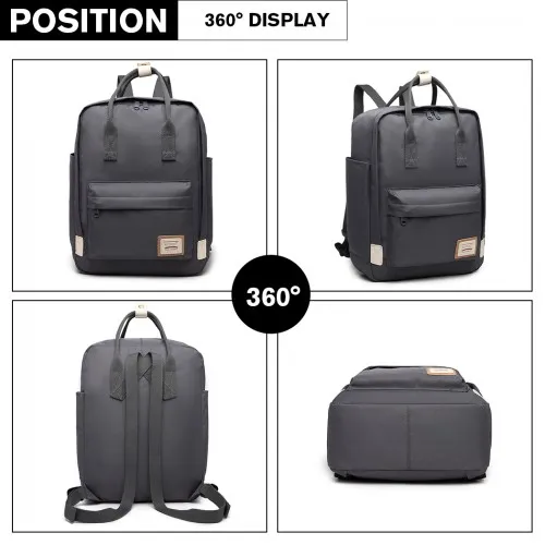 EB2017 - Kono Large Polyester Laptop Backpack - Grey sold by Beagle Boutique product image thumbnail 3