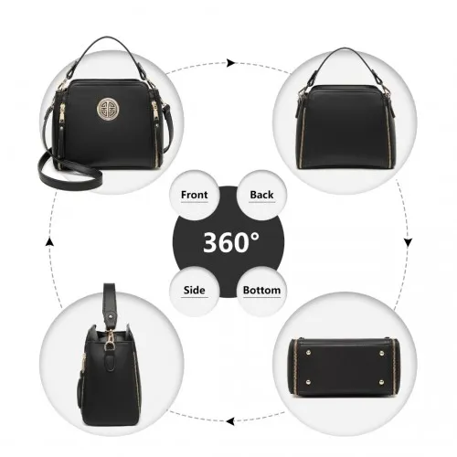 LB2126 - Miss Lulu Leather Look Practical Crossbody Bag - Black sold by Beagle Boutique product image thumbnail 3