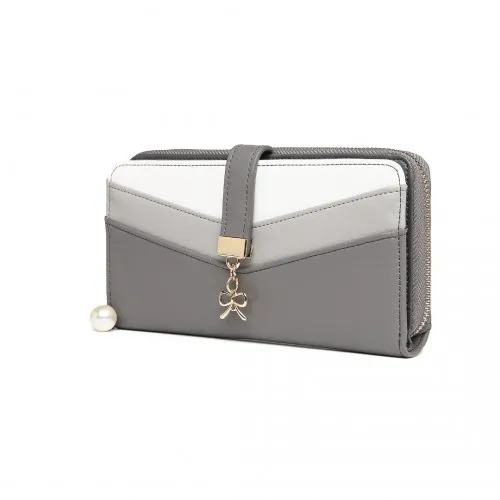 LP2215 - Miss Lulu Mixed Colour Women's Leather Look Clutch Purse - Grey sold by Beagle Boutique product image thumbnail 2
