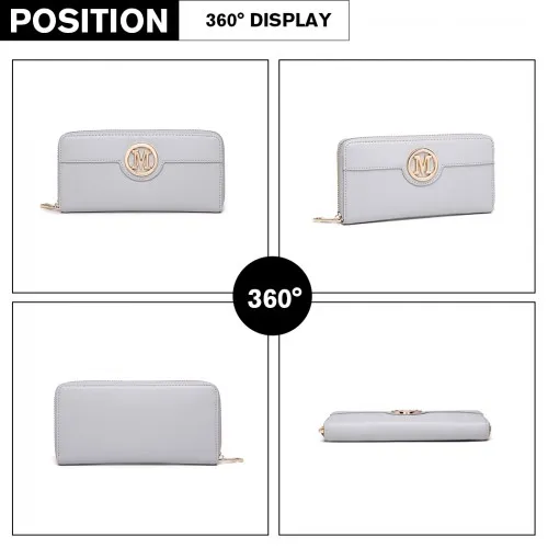 LP2031 - Miss Lulu Women's Leather Look Purse - Grey sold by Beagle Boutique product image thumbnail 3