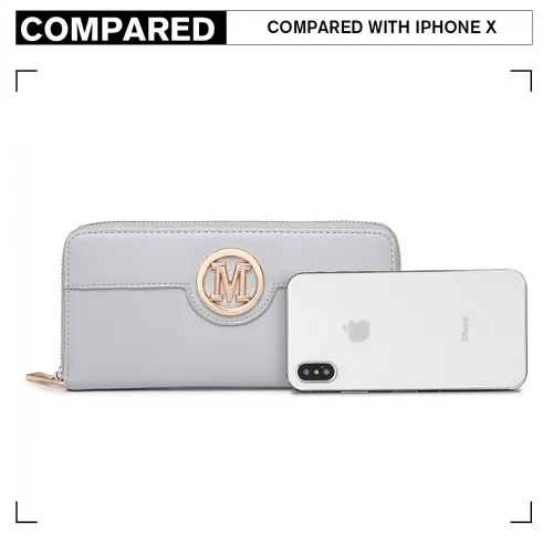 LP2031 - Miss Lulu Women's Leather Look Purse - Grey sold by Beagle Boutique product image thumbnail 5