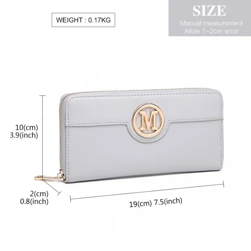 LP2031 - Miss Lulu Women's Leather Look Purse - Grey sold by Beagle Boutique product image thumbnail 4