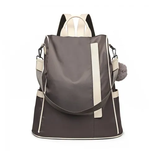 LG6917 - Miss Lulu Two Way Anti-theft Backpack with Pom Pom Pendant - Grey sold by Beagle Boutique product image thumbnail 2