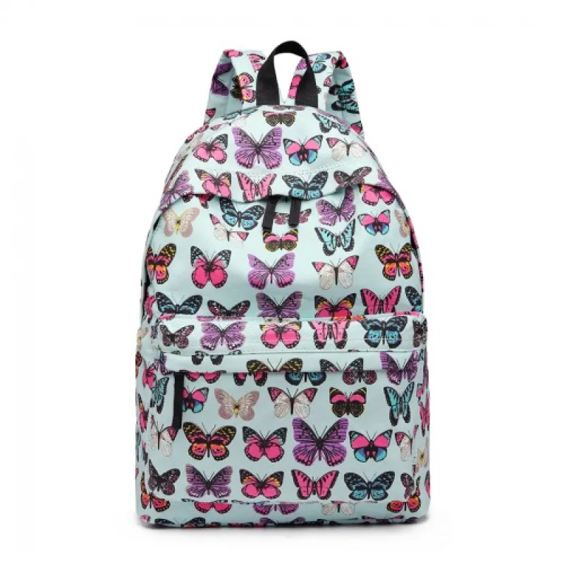 E1401B - Miss Lulu Large Backpack Butterfly Blue sold by Beagle Boutique