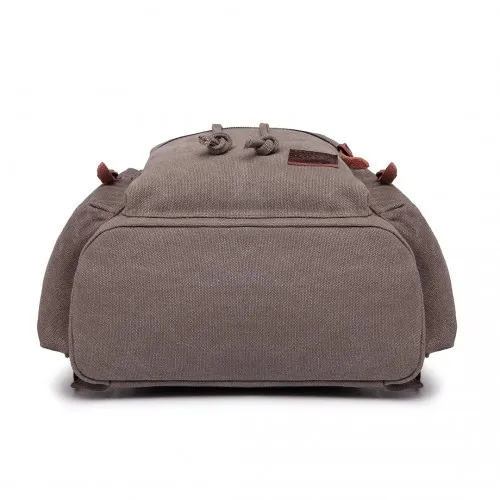 E1672 - Kono Large Multi Function Leather Details Canvas Backpack - Grey sold by Beagle Boutique product image thumbnail 4