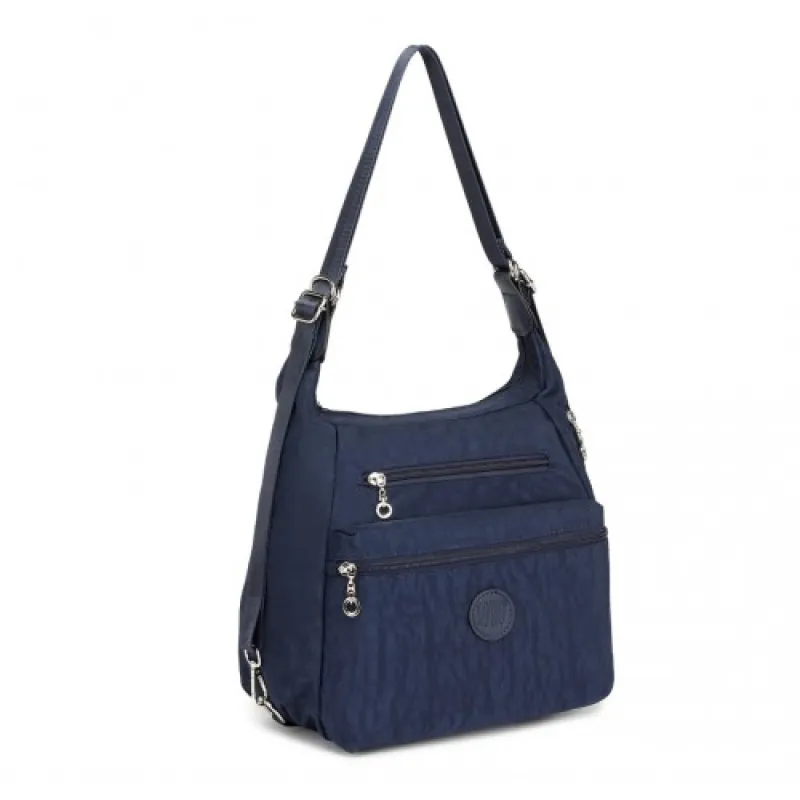 EH2063 - Kono Three Way Multipurpose Casual Shoulder Bag With Double Zippers - Navy sold by Beagle Boutique