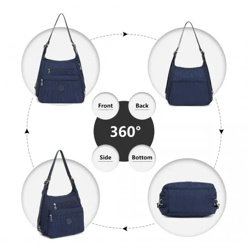 EH2063 - Kono Three Way Multipurpose Casual Shoulder Bag With Double Zippers - Navy sold by Beagle Boutique product image thumbnail 3