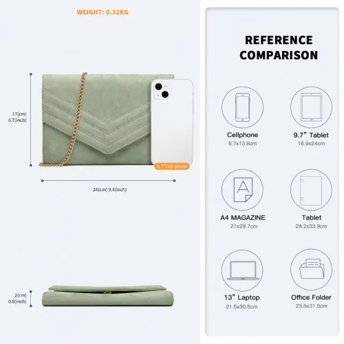LP1963 - MISS LULU CHEVRON ENVELOPE CLUTCH BAG - GREEN sold by Beagle Boutique product image thumbnail 4