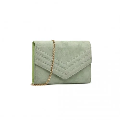 LP1963 - MISS LULU CHEVRON ENVELOPE CLUTCH BAG - GREEN sold by Beagle Boutique
