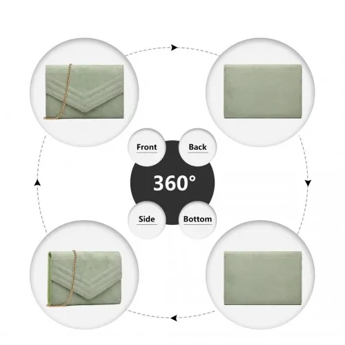 LP1963 - MISS LULU CHEVRON ENVELOPE CLUTCH BAG - GREEN sold by Beagle Boutique product image thumbnail 3