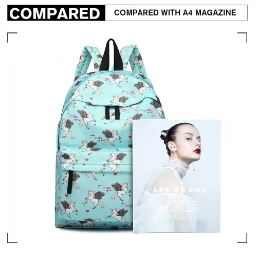 E1401 UN - Miss Lulu Large Backpack Unicorn Print - Blue sold by Beagle Boutique product image thumbnail 5