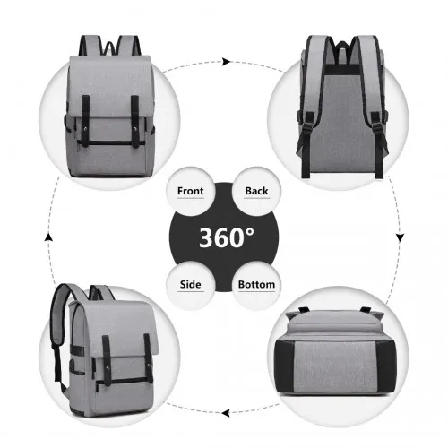 EG2032 - Kono Smart Practical Backpack with USB Chargable Interface - Grey sold by Beagle Boutique product image thumbnail 3