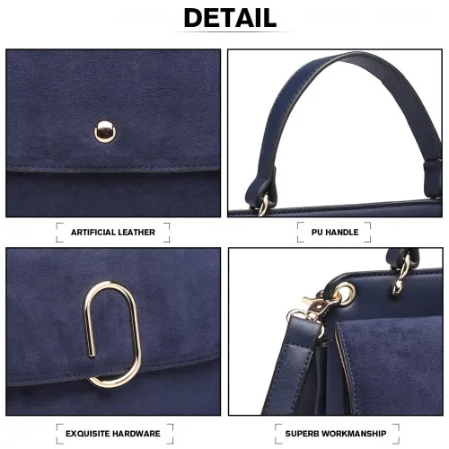 LB6871-MISS LULU STYLISH LADIES LEATHER HANDBAG SHOULDER BAG NAVY sold by Beagle Boutique product image thumbnail 4
