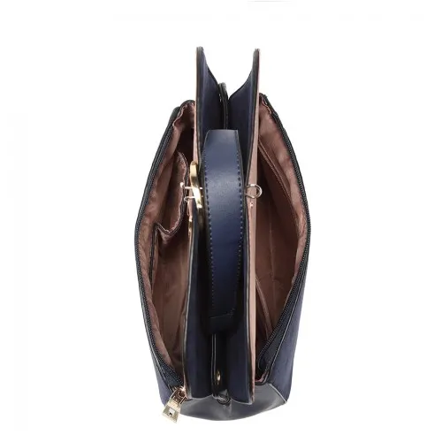 LB6871-MISS LULU STYLISH LADIES LEATHER HANDBAG SHOULDER BAG NAVY sold by Beagle Boutique product image thumbnail 3