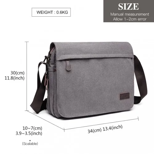 LB1925 - Kono Classic Expanding Messenger Bag - Grey sold by Beagle Boutique product image thumbnail 4