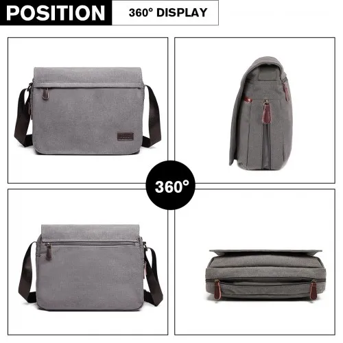 LB1925 - Kono Classic Expanding Messenger Bag - Grey sold by Beagle Boutique product image thumbnail 3