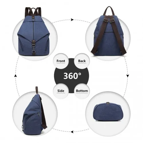 EB2044 - Kono Fashion Anti-Theft Canvas Backpack - Navy sold by Beagle Boutique product image thumbnail 3