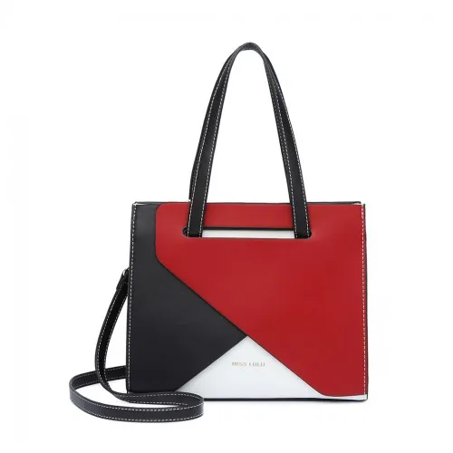 LB2008 - Miss Lulu Contrast Panel Shoulder Bag - Red sold by Beagle Boutique product image thumbnail 2