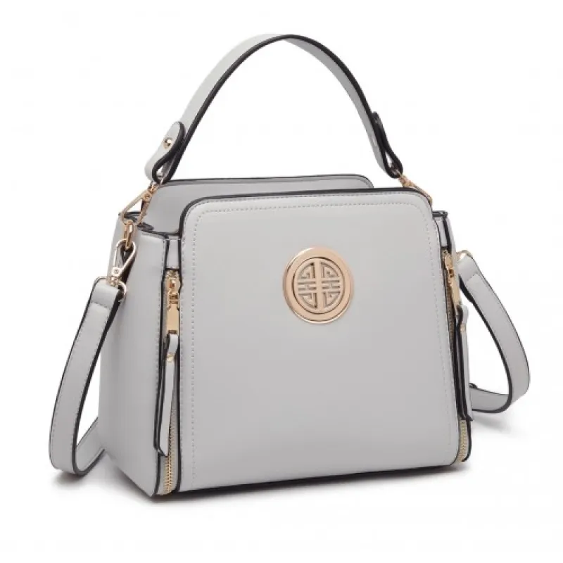 LB2126 - Miss Lulu Leather Look Practical Crossbody Bag - Grey sold by Beagle Boutique