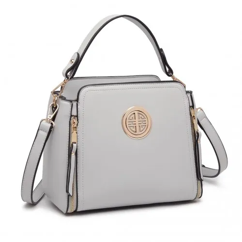 LB2126 - Miss Lulu Leather Look Practical Crossbody Bag - Grey sold by Beagle Boutique