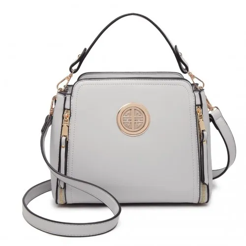 LB2126 - Miss Lulu Leather Look Practical Crossbody Bag - Grey sold by Beagle Boutique product image thumbnail 2