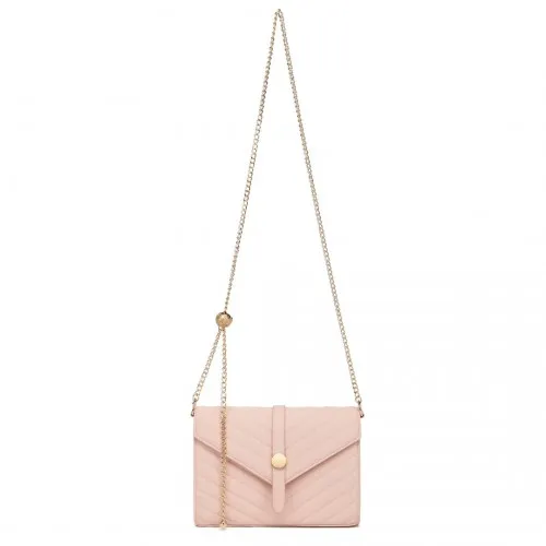 LP2205 - Miss Lulu V-stitched Flap Leather Chain Bag - Pink sold by Beagle Boutique product image thumbnail 3
