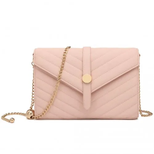 LP2205 - Miss Lulu V-stitched Flap Leather Chain Bag - Pink sold by Beagle Boutique product image thumbnail 2