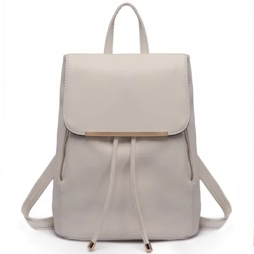 E1669 - Miss Lulu Faux Leather Stylish Fashion Backpack - Light Grey sold by Beagle Boutique