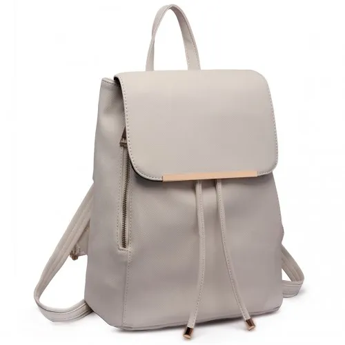 E1669 - Miss Lulu Faux Leather Stylish Fashion Backpack - Light Grey sold by Beagle Boutique product image thumbnail 2