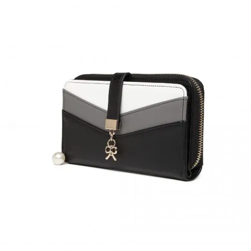 LP2215 - Miss Lulu Mixed Colour Women's Leather Look Clutch Purse - Black sold by Beagle Boutique product image thumbnail 2