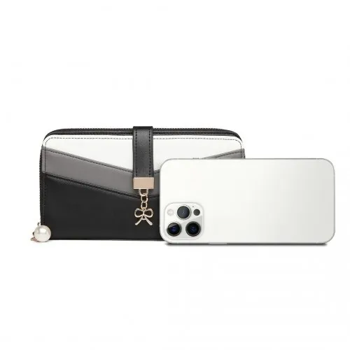 LP2215 - Miss Lulu Mixed Colour Women's Leather Look Clutch Purse - Black sold by Beagle Boutique product image thumbnail 5