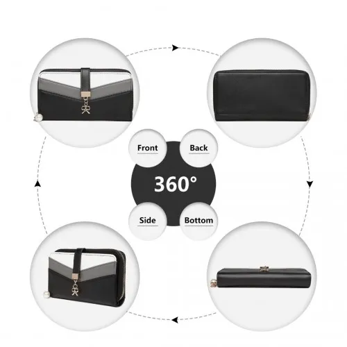 LP2215 - Miss Lulu Mixed Colour Women's Leather Look Clutch Purse - Black sold by Beagle Boutique product image thumbnail 3