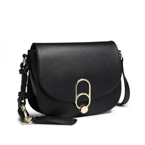 LZ1831 - MISS LULU CROSS BODY SADDLE BAG - BLACK sold by Beagle Boutique product image thumbnail 2