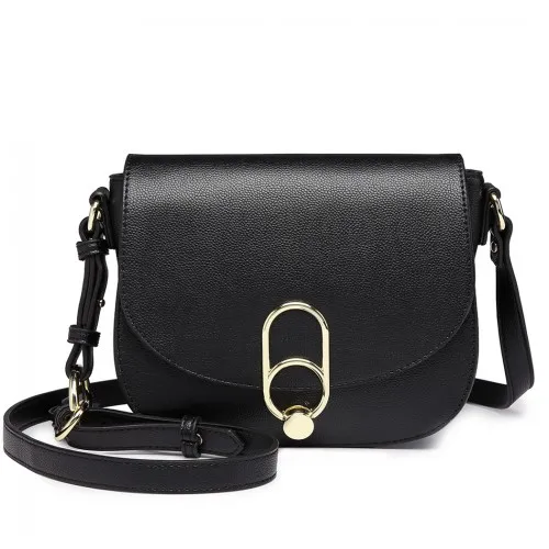 LZ1831 - MISS LULU CROSS BODY SADDLE BAG - BLACK sold by Beagle Boutique