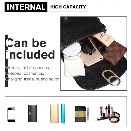 LZ1831 - MISS LULU CROSS BODY SADDLE BAG - BLACK sold by Beagle Boutique product image thumbnail 5