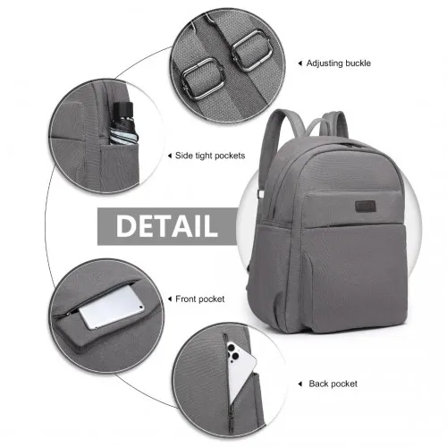 EB2234 - Kono Canvas Lightweight Casual School Backpack - Grey sold by Beagle Boutique product image thumbnail 5