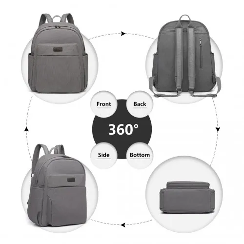 EB2234 - Kono Canvas Lightweight Casual School Backpack - Grey sold by Beagle Boutique product image thumbnail 3