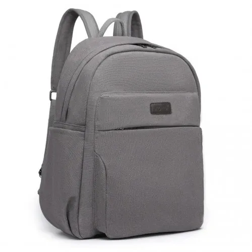 EB2234 - Kono Canvas Lightweight Casual School Backpack - Grey sold by Beagle Boutique product image thumbnail 2