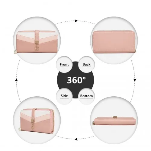 LP2215 - Miss Lulu Mixed Colour Women's Leather Look Clutch Purse - Pink sold by Beagle Boutique product image thumbnail 3