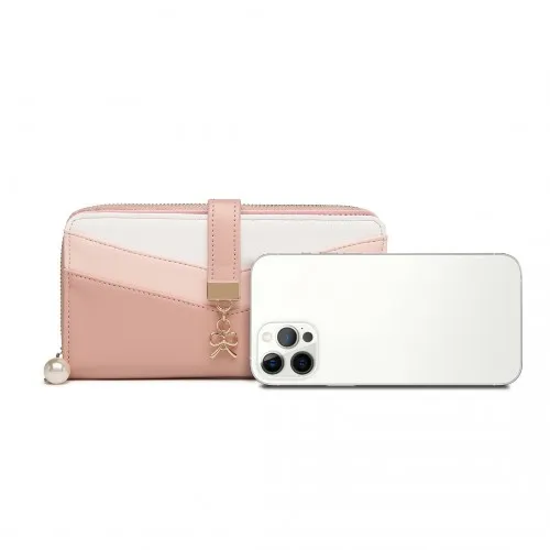 LP2215 - Miss Lulu Mixed Colour Women's Leather Look Clutch Purse - Pink sold by Beagle Boutique product image thumbnail 5