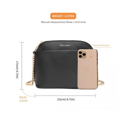LT2101 - Miss Lulu Cross-Body Sleek Handbag - Black sold by Beagle Boutique product image thumbnail 4